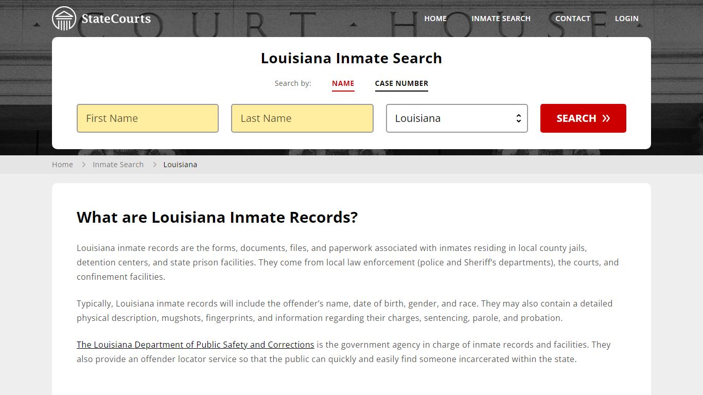 Louisiana Inmate Search, Prison and Jail Information - StateCourts